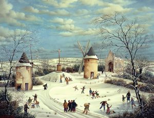 (688)- Le Mont des Alouettes sous la neige-1991-hsb 50x65 cm.