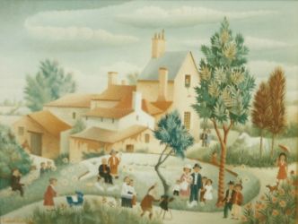 (82)- Le Baptême au village de la Morelière-1970-hsb 27x35 cm. (82)- Le Baptême au village de la Morelière-1970-hsb 27x35 cm.