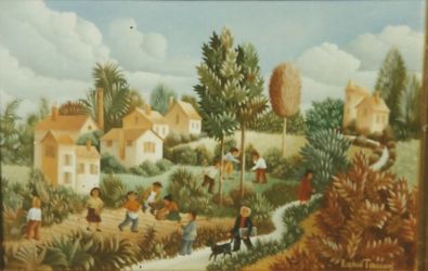 (87)- Scène champêtre-Le peintre René Robin sur le chemin1971-hsb de format 16x24 cm. (87)- Scène champêtre-Le peintre René Robin sur le chemin1971-hsb de format 16x24 cm.