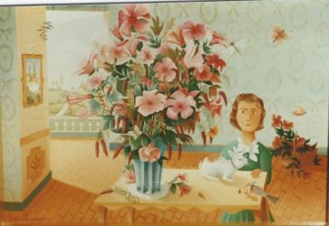 (90)- Valérie ou l'Enfant au bouquet-1971- hsb 24x33 cm. (90)- Valérie ou l'Enfant au bouquet-1971- hsb 24x33 cm.