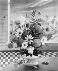 (94)- Bouquet-Escargots et insectes-1971 hsb 41x33 cm. (94)- Bouquet-Escargots et insectes-1971 hsb 41x33 cm.