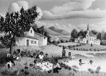 (97)- Pique nique dans la prairie-1971- hsb 12x18 cm. (97)- Pique nique dans la prairie-1971- hsb 12x18 cm.