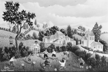 (118)- Jeux d_Enfants - La partie de ballon-1972- hsb 16x24 cm. (118)- Jeux d_Enfants - La partie de ballon-1972- hsb 16x24 cm.