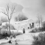 (314)-Le Chemin du village en hiver-1977-19x27 cm. (314)-Le Chemin du village en hiver-1977-19x27 cm.