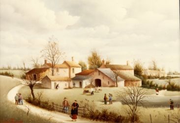 (460)- Les Coux Flochauts-village-1980-hsb 24x35 cm. (460)- Les Coux Flochauts-village-1980-hsb 24x35 cm.
