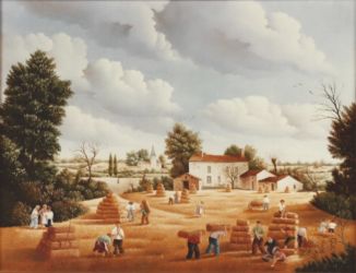 (488)- Le Ramassage des bottes de paille-Vieux Salidieu-1981-hsb 24x35 cm. (488)- Le Ramassage des bottes de paille-Vieux Salidieu-1981-hsb 24x35 cm.