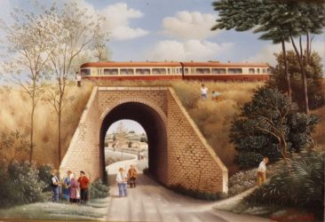(512)-La Micheline et le petit pont-1982-24x35 cm. (512)-La Micheline et le petit pont-1982-24x35 cm.