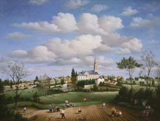 (542)- Les Semailles-Le Bourg de Chambretaud-1983-hsb 50x65 cm. (542)- Les Semailles-Le Bourg de Chambretaud-1983-hsb 50x65 cm.