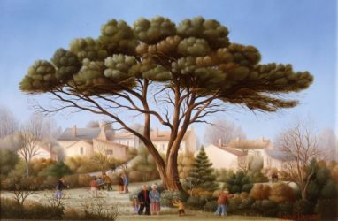 (573)-Promenade sous le pin parasol-Vers les Essarts-1985-24x35 cm. (573)-Promenade sous le pin parasol-Vers les Essarts-1985-24x35 cm.
