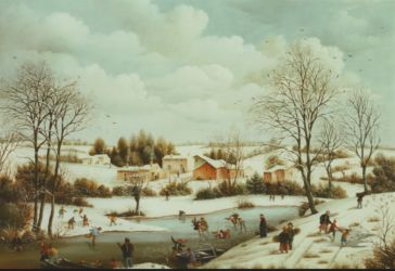 (575)-Les Jeux de l'hiver ou le près à Rigolo sous la neige-1985-33x46 cm. (575)-Les Jeux de l'hiver ou le près à Rigolo sous la neige-1985-33x46 cm.