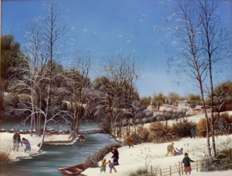 (589)- Le Chadeau – Paysage sous la neigne-1985-27x35 cm. (589)- Le Chadeau – Paysage sous la neigne-1985-27x35 cm.
