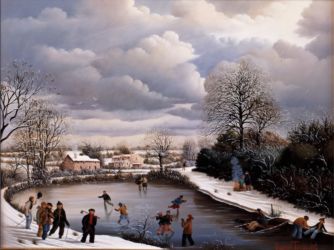 (594)- Le retour des coupeurs de bois-1986-27x35 cm. (594)- Le retour des coupeurs de bois-1986-27x35 cm.