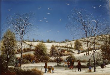 (610)- Paysage de neige au ciel bleu-1987-24x35 cm. (610)- Paysage de neige au ciel bleu-1987-24x35 cm.