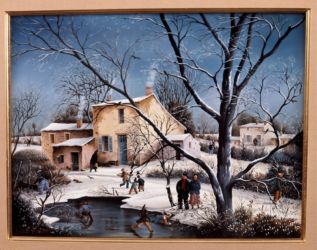 (613)-Paysage de neige-L'Arbre bleu-1986-hsb 27x35 cm. (613)-Paysage de neige-L'Arbre bleu-1986-hsb 27x35 cm.