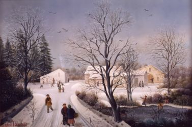 (632)- Paysage de neige bleu-Vers le Rortheau-1988- hsb 24x35 cm. (632)- Paysage de neige bleu-Vers le Rortheau-1988- hsb 24x35 cm.