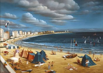 (640)- La Plage des Sables d'Olonne-1988-hsb 38x46 cm. (640)- La Plage des Sables d'Olonne-1988-hsb 38x46 cm.