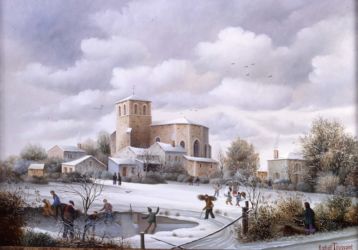(654)- Simon la Vineuse sous la neige-1989-hsb 33x46cm. (654)- Simon la Vineuse sous la neige-1989-hsb 33x46cm.