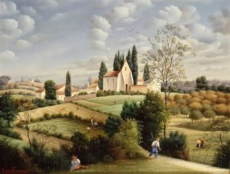 (698)- Le Village de Montvieil-Dans le Lot et Garonne-1991-hsb 27x35 cm. (698)- Le Village de Montvieil-Dans le Lot et Garonne-1991-hsb 27x35 cm.