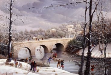 (716)- Le Pont des Lucs sur Boulogne-Neige-1991-hsb 24x35 cm. (716)- Le Pont des Lucs sur Boulogne-Neige-1991-hsb 24x35 cm.