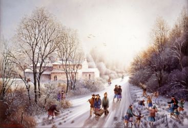 (727)- Sur le Chemin de la ferme des Montassier-Neige-1994-24x35 cm. (727)- Sur le Chemin de la ferme des Montassier-Neige-1994-24x35 cm.