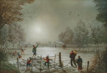 (737)- Soleil levant dans la neige-Village du Beignon-Basset-1995-hsb 24x35 cm. (737)- Soleil levant dans la neige-Village du Beignon-Basset-1995-hsb 24x35 cm.
