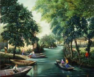 (773)-Sous les Ombrages du Marais poitevin-1998-38x46 cm. (773)-Sous les Ombrages du Marais poitevin-1998-38x46 cm.