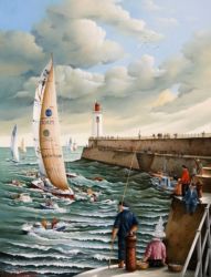 (825)-Le retour-Le Bateau de Van Den Heed-2004-hsb 35x27cm. (825)-Le retour-Le Bateau de Van Den Heed-2004-hsb 35x27cm.