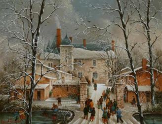 (854)-Hiver sur le logis de la Chabotterie-2010-hsb 27x35 cm. (854)-Hiver sur le logis de la Chabotterie-2010-hsb 27x35 cm.